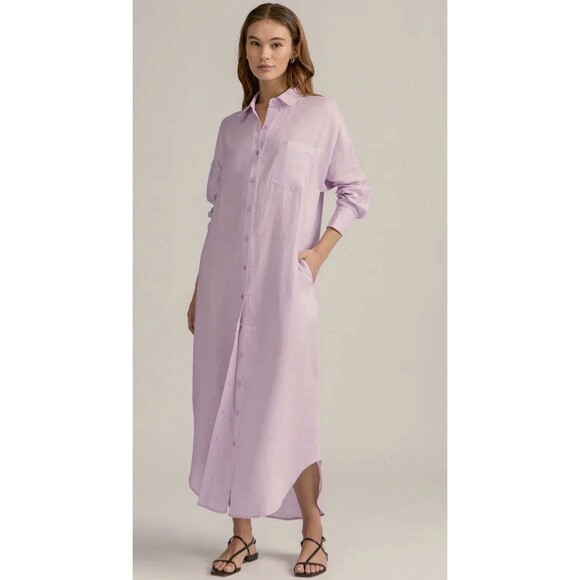 Favorite Daughter Women's 100% Linen Maxi Shirt Dress  Size Small - Picture 2 of 10